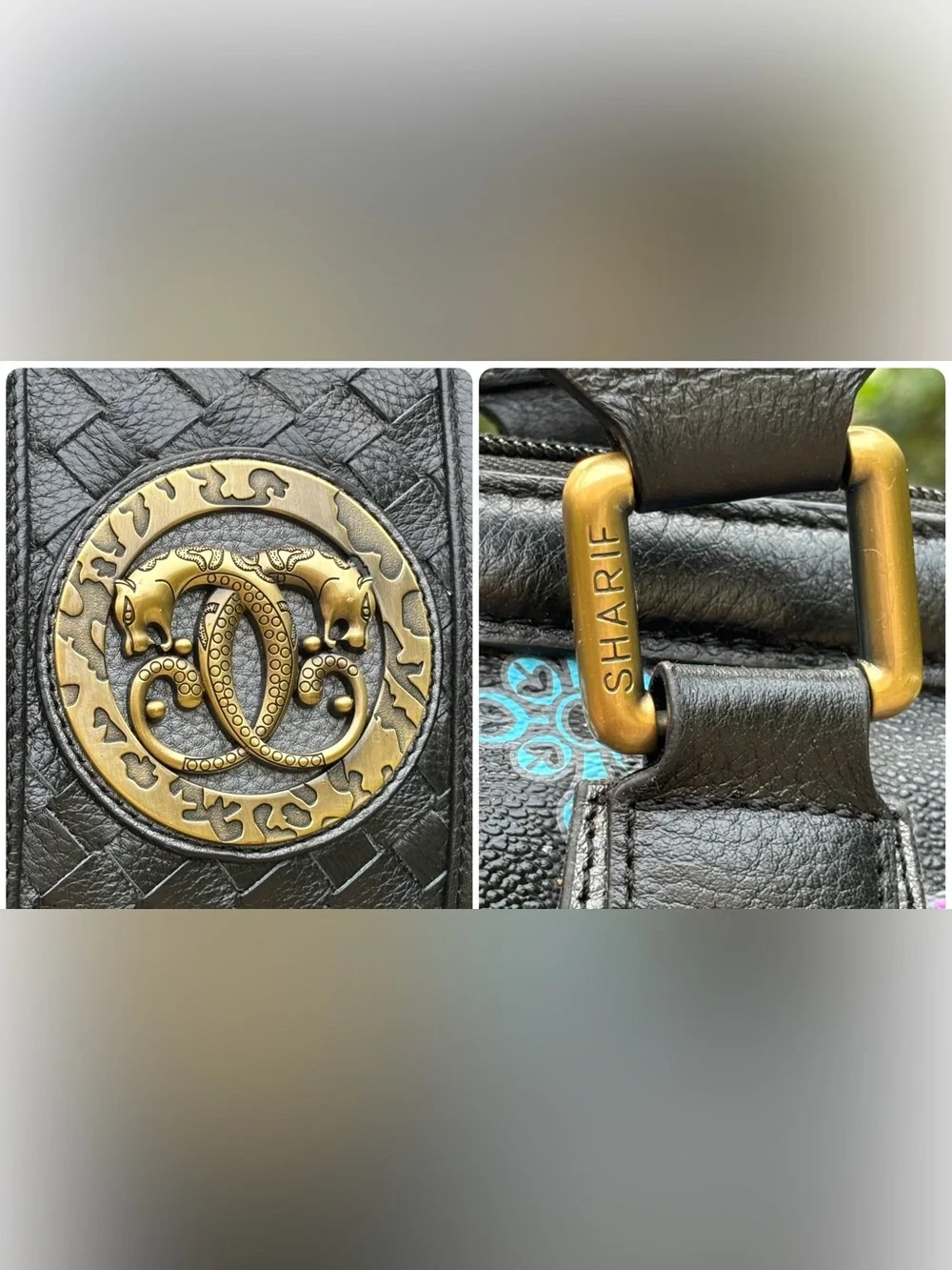 Sharif Leather Monogram Logo Satchel Handbag Rare Vintage